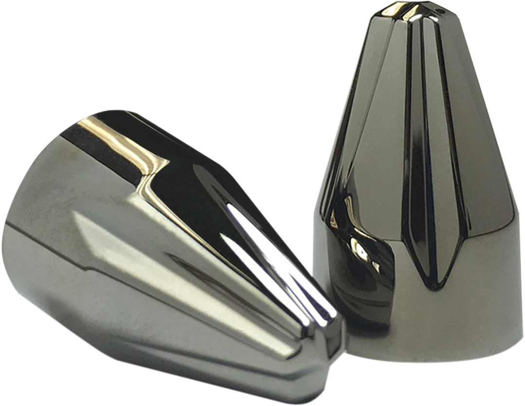 CIRO Bolt Caps - Engine - Fluted/Spike - 1/4" - Black Chrome 70017