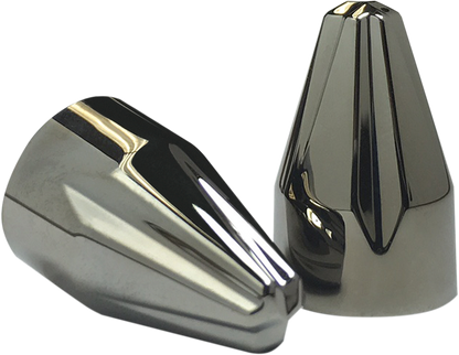 CIRO Bolt Caps - Engine - Fluted/Spike - 1/4" - Black Chrome 70017