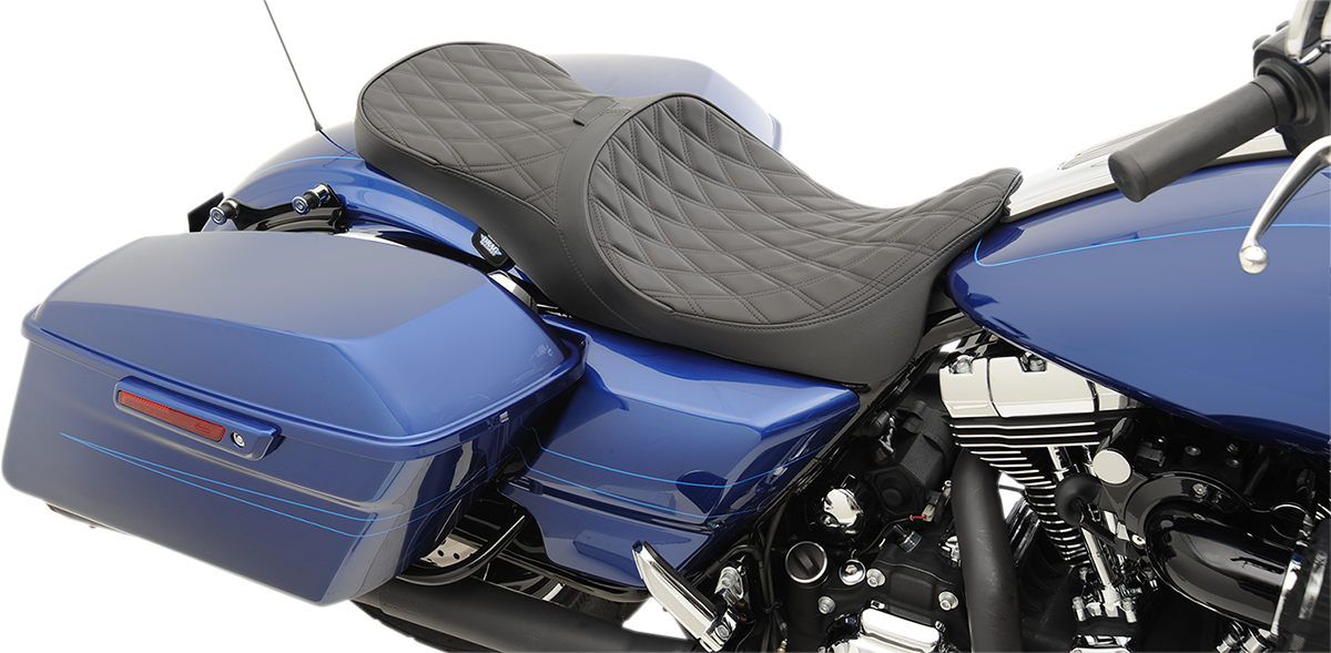 DRAG SPECIALTIES SEATS Low Touring Seat - Solar Reflective - Double Diamond - with Backrest Receiver - FL '08-'23 0801-1008