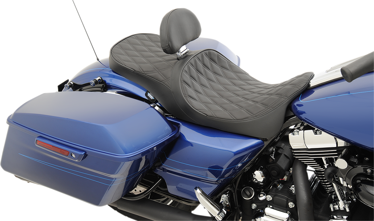 DRAG SPECIALTIES SEATS Low Touring Seat - Solar Reflective - Double Diamond - with Backrest Receiver - FL '08-'23 0801-1008
