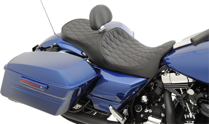 DRAG SPECIALTIES SEATS Low Touring Seat - Solar Reflective - Double Diamond - with Backrest Receiver - FL '08-'23 0801-1008