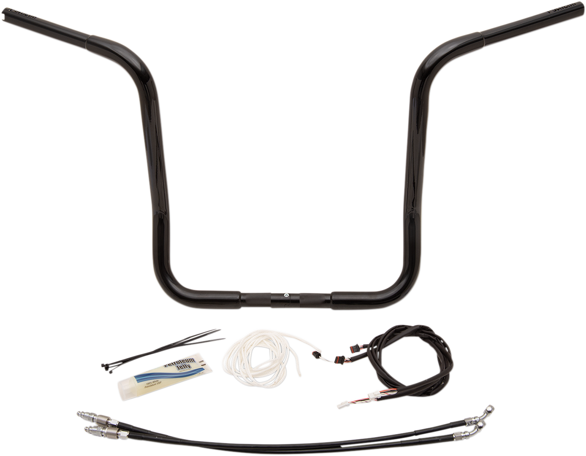 FAT BAGGERS INC. 1-1/4" EZ Install Round Top Handlebar Kit - 16" - Black 909516-B