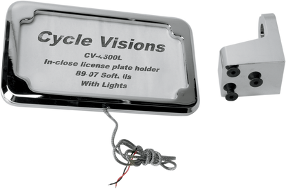 CYCLE VISIONS Vertical License Plate Mount with Light - Chrome - '86-'07 FLST/FXST CV-4600L