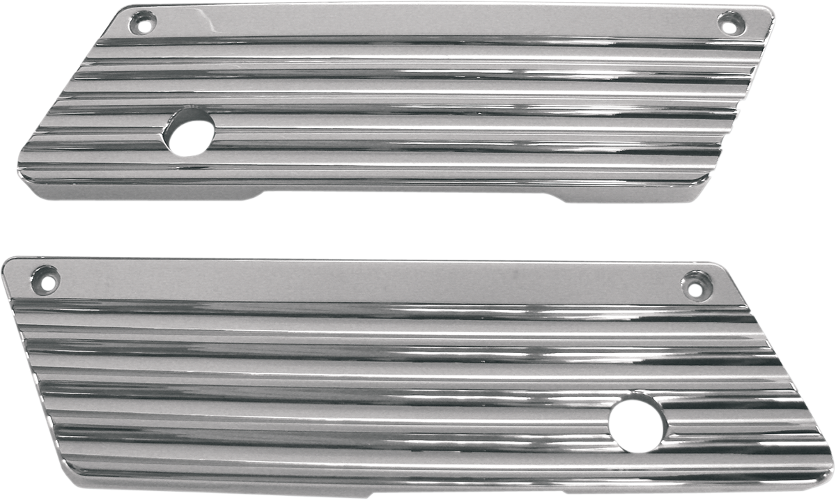 JOKER MACHINE Finned Saddlebag Latch Covers - Chrome - FL '93-'13 04-50-1