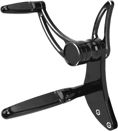 HAWG HALTERS Forward Control - 18+ Softail - Black Anodized - Standard - Folding Rubber Inlay Pegs - Slotted Levr FCK-S18A-FR-SE