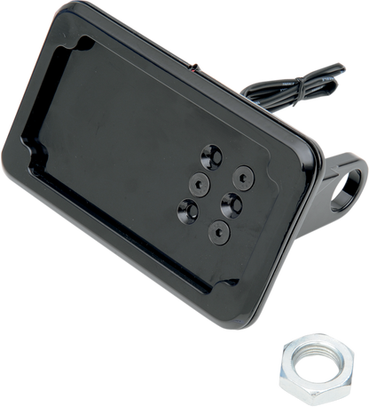CYCLE VISIONS Horizontal License Plate Mount with Light - '05+ XL - Black CV-4604BLH