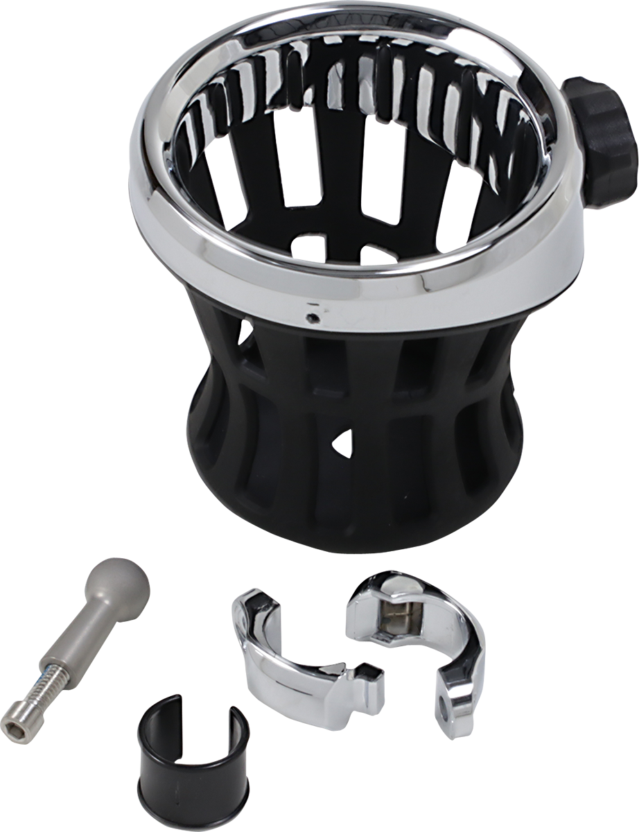 CIRO Drink Holder - 7/8"-1" Handlebar Mount - Chrome/Chrome Clamp 50412