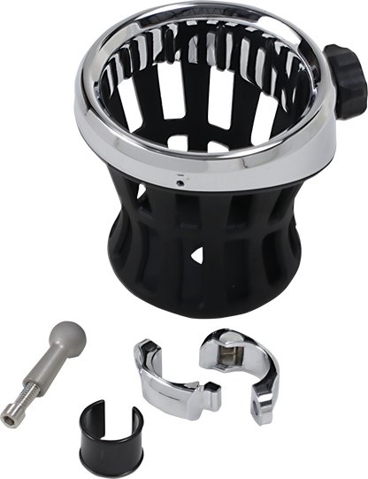 CIRO Drink Holder - 7/8"-1" Handlebar Mount - Chrome/Chrome Clamp 50412
