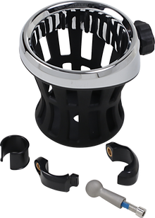 CIRO Drink Holder - 7/8"-1" Handlebar Mount - Chrome/Black Clamp 50413
