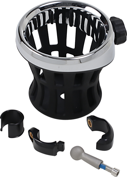 CIRO Drink Holder - 7/8"-1" Handlebar Mount - Chrome/Black Clamp 50413