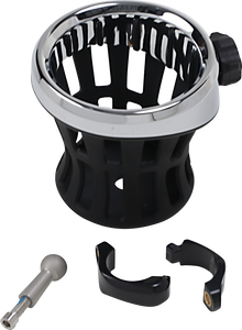 CIRO Drink Holder - 1-1/4" Handlebar Mount - Chrome/Black Clamp 50415