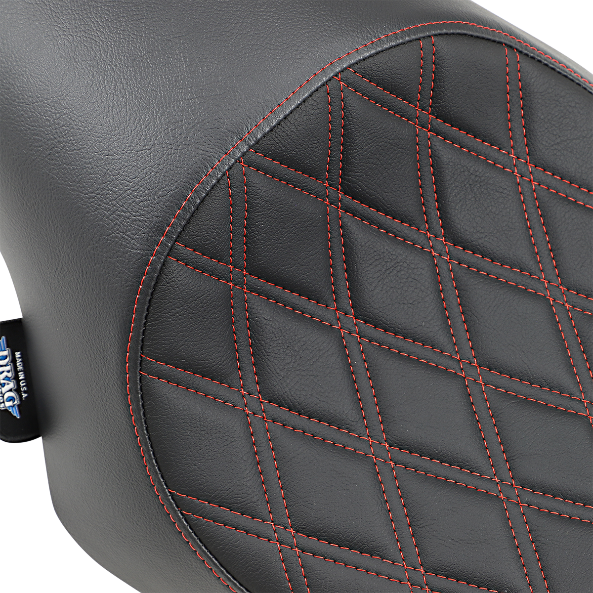 DRAG SPECIALTIES SEATS 3/4 Solo Seat - Double Diamond - Black w/ Red Stitching - XL '04-'22 0804-0746