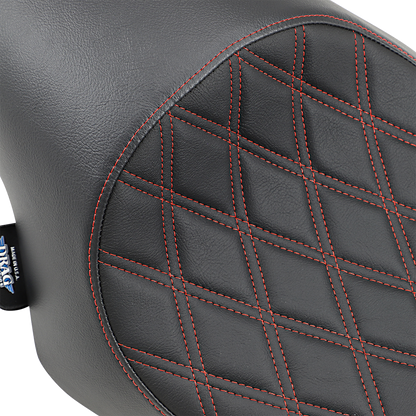 DRAG SPECIALTIES SEATS 3/4 Solo Seat - Double Diamond - Black w/ Red Stitching - XL '04-'22 0804-0746