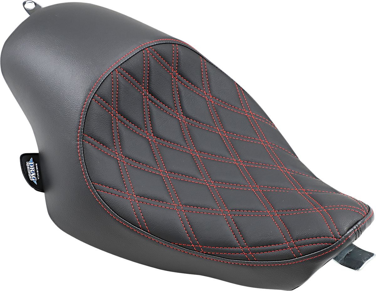 DRAG SPECIALTIES SEATS 3/4 Solo Seat - Double Diamond - Black w/ Red Stitching - XL '04-'22 0804-0746