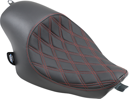 DRAG SPECIALTIES SEATS 3/4 Solo Seat - Double Diamond - Black w/ Red Stitching - XL '04-'22 0804-0746