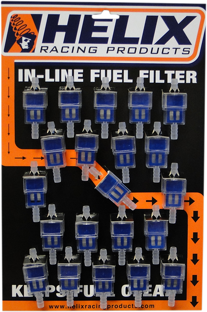 HELIX In-Line Fuel Filters - Blue - 1/4" - Display of 21 118-9214