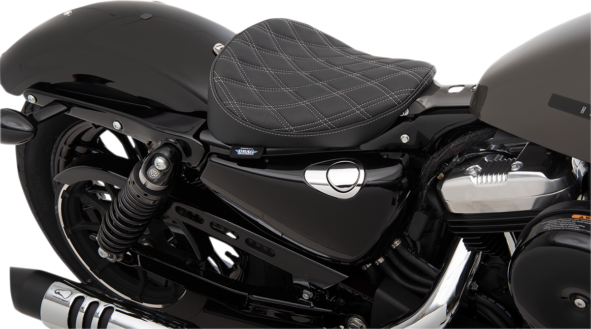 DRAG SPECIALTIES SEATS Bobber Solo Seat - Double Diamond - Silver Stitch - '10-'22 XL 0804-0740