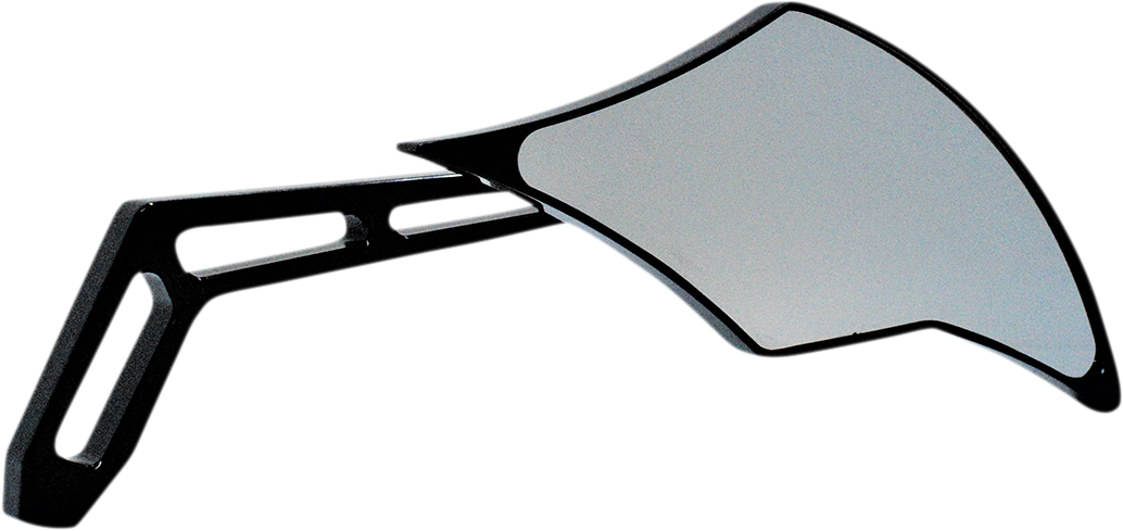 PRO-ONE PERF.MFG. Mirror - Weekend Warrior - Side View - Cut-Out/Flame Head - Oblong - Black - Right 102301AB