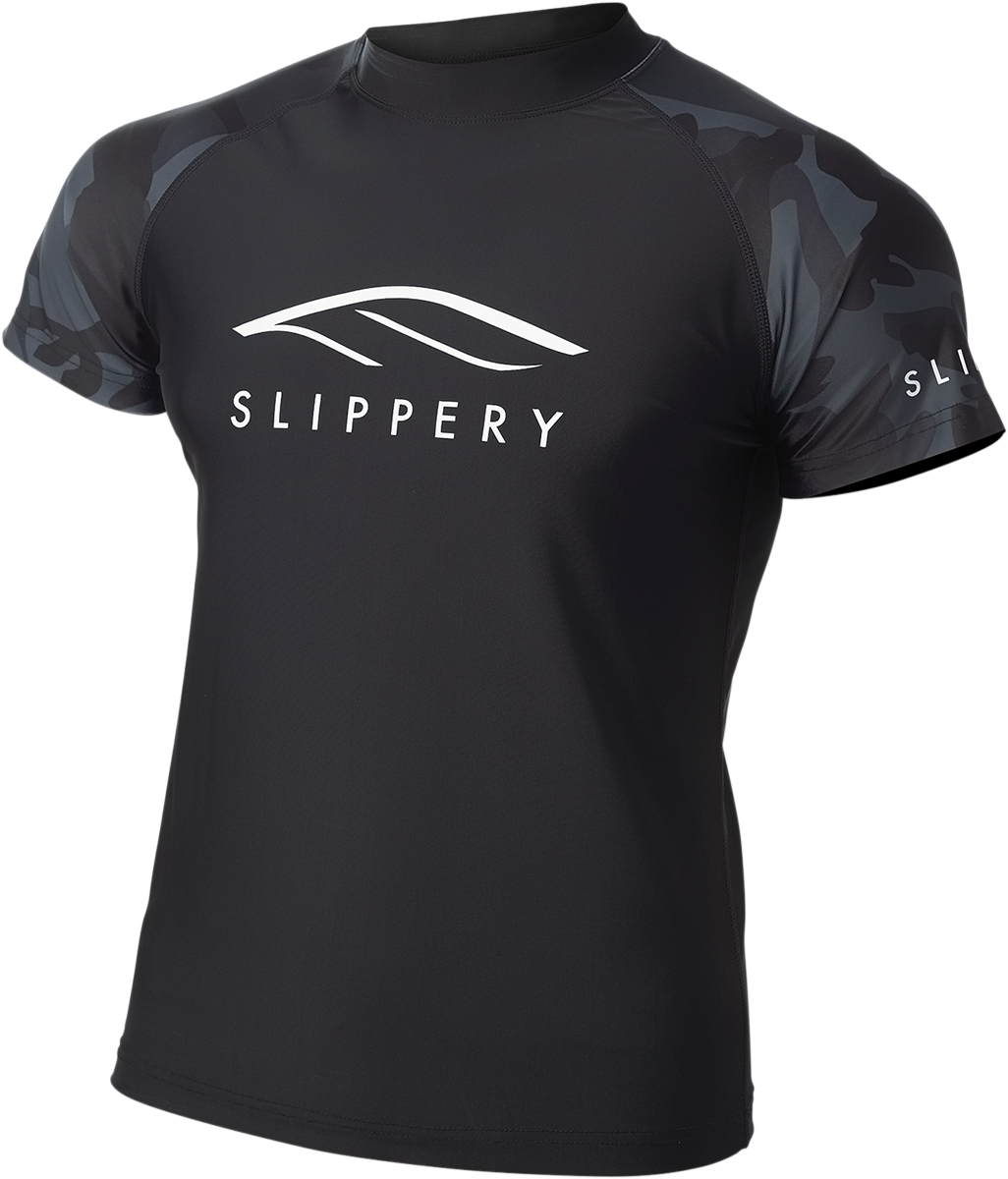 SLIPPERY Rashguard - Short-Sleeve - Black/Camo - Small 3250-0136