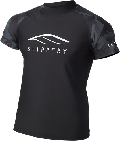 SLIPPERY Rashguard - Short-Sleeve - Black/Camo - Medium 3250-0137