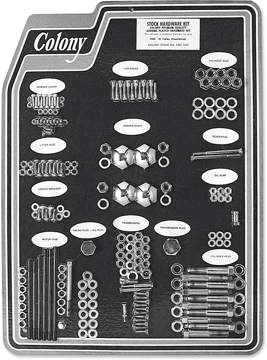 COLONY Hardware Kit - Stock/Motor - Cadmium Plated - '58-'66 Sportster 8316 CAD