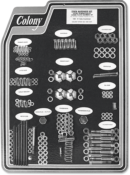 COLONY Hardware Kit - Stock/Motor - Cadmium Plated - '58-'66 Sportster 8316 CAD