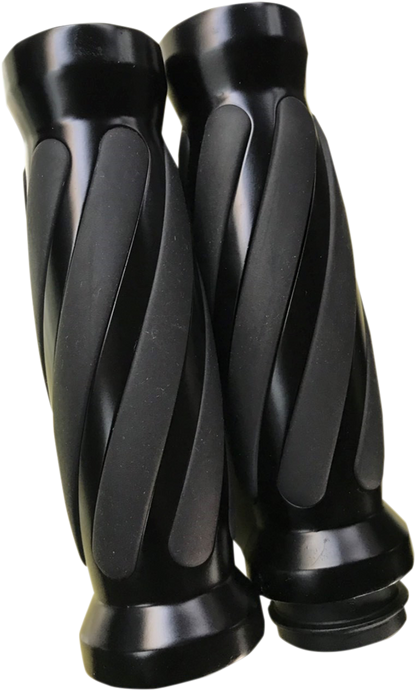 PRO-ONE PERF.MFG. Custom Twisted Rubber Grips - TBW - Black 490011B