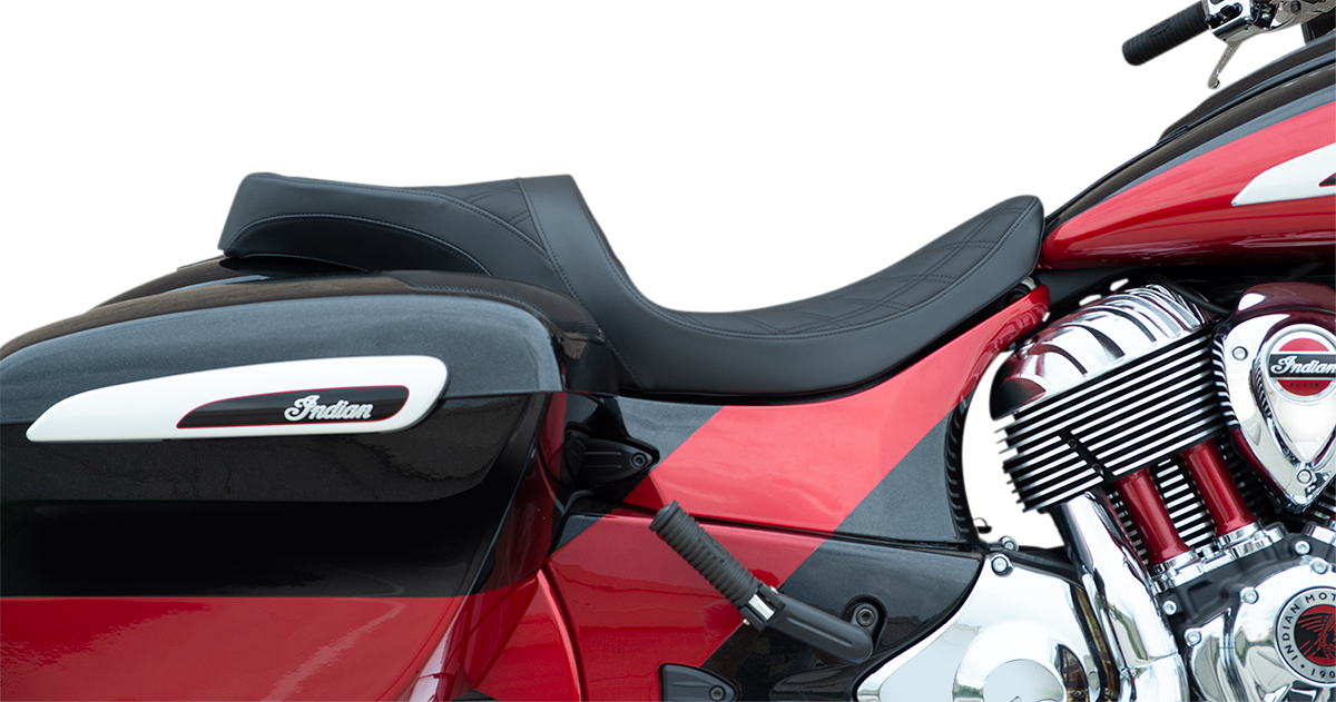 DRAG SPECIALTIES SEATS Low Profile Touring Seat - Double Diamond w/ Black Stitching - Indian '14-'22 0810-2258
