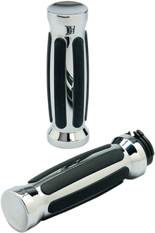 PRO-ONE PERF.MFG. Custom Straight Rubber Grips - TBW - Chrome 490001