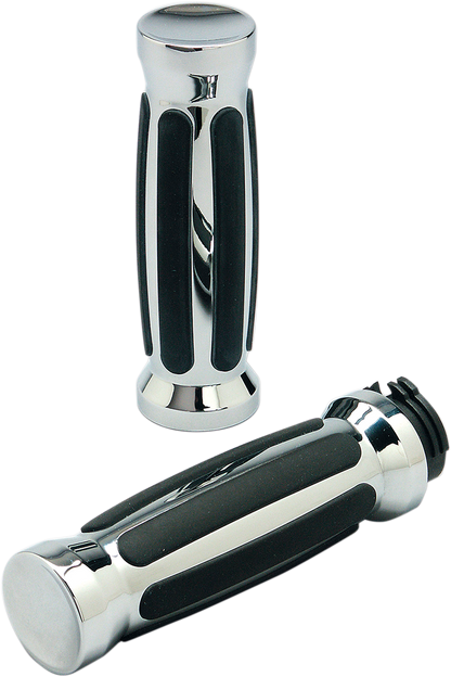 PRO-ONE PERF.MFG. Custom Straight Rubber Grips - TBW - Chrome 490001