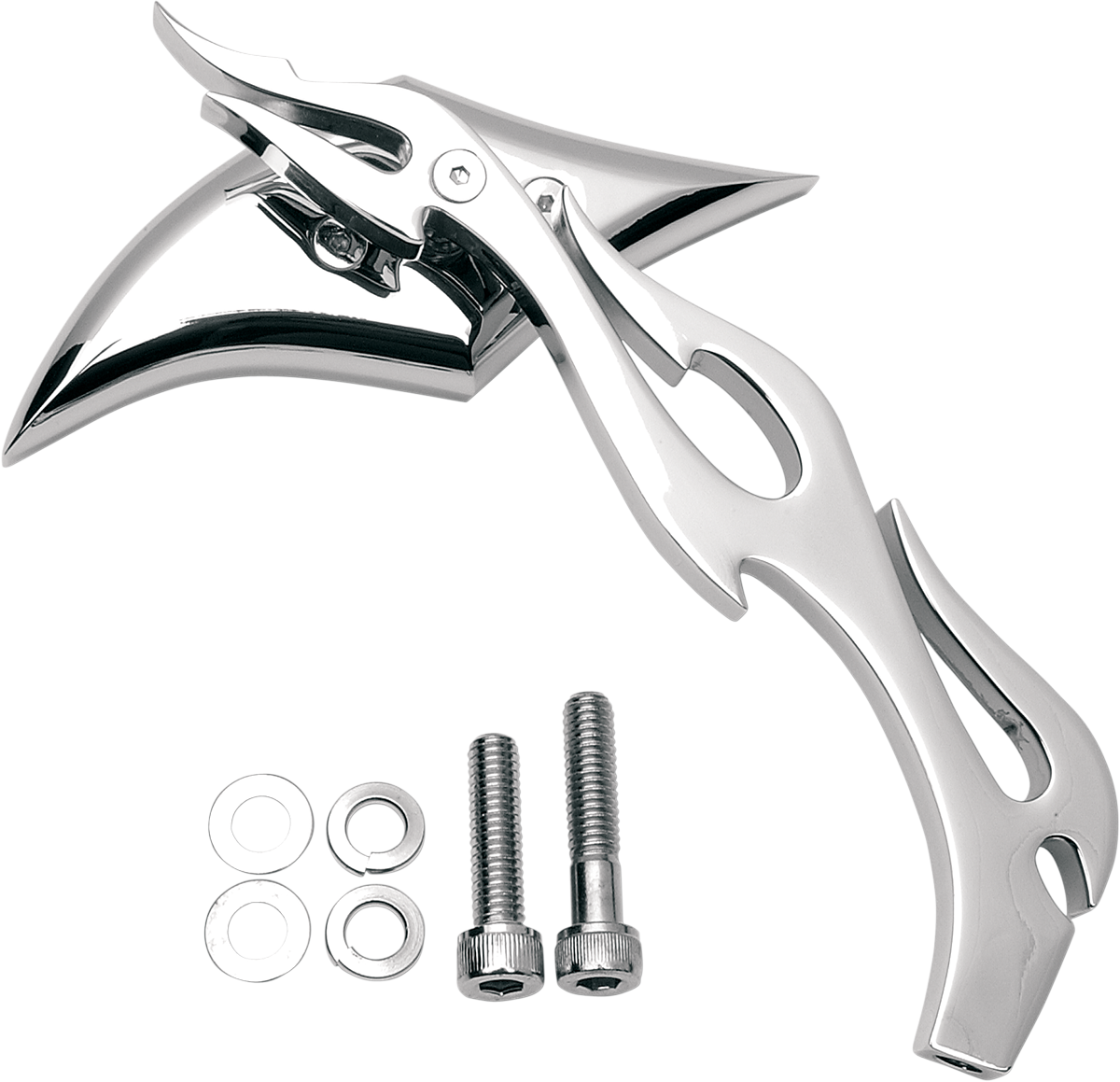 DRAG SPECIALTIES Mirror - Gothic/Flame - Side View - Diamond - Chrome - Right - Each 60-6250FR
