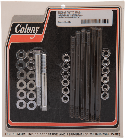 COLONY Hardware Kit - Motor Case Studs - Chrome - '70-'78 Harley-Davidson 8140-34