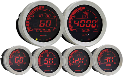 KOSO NORTH AMERICA HD-02 6-Piece Gauge Kit - Silver BA050901