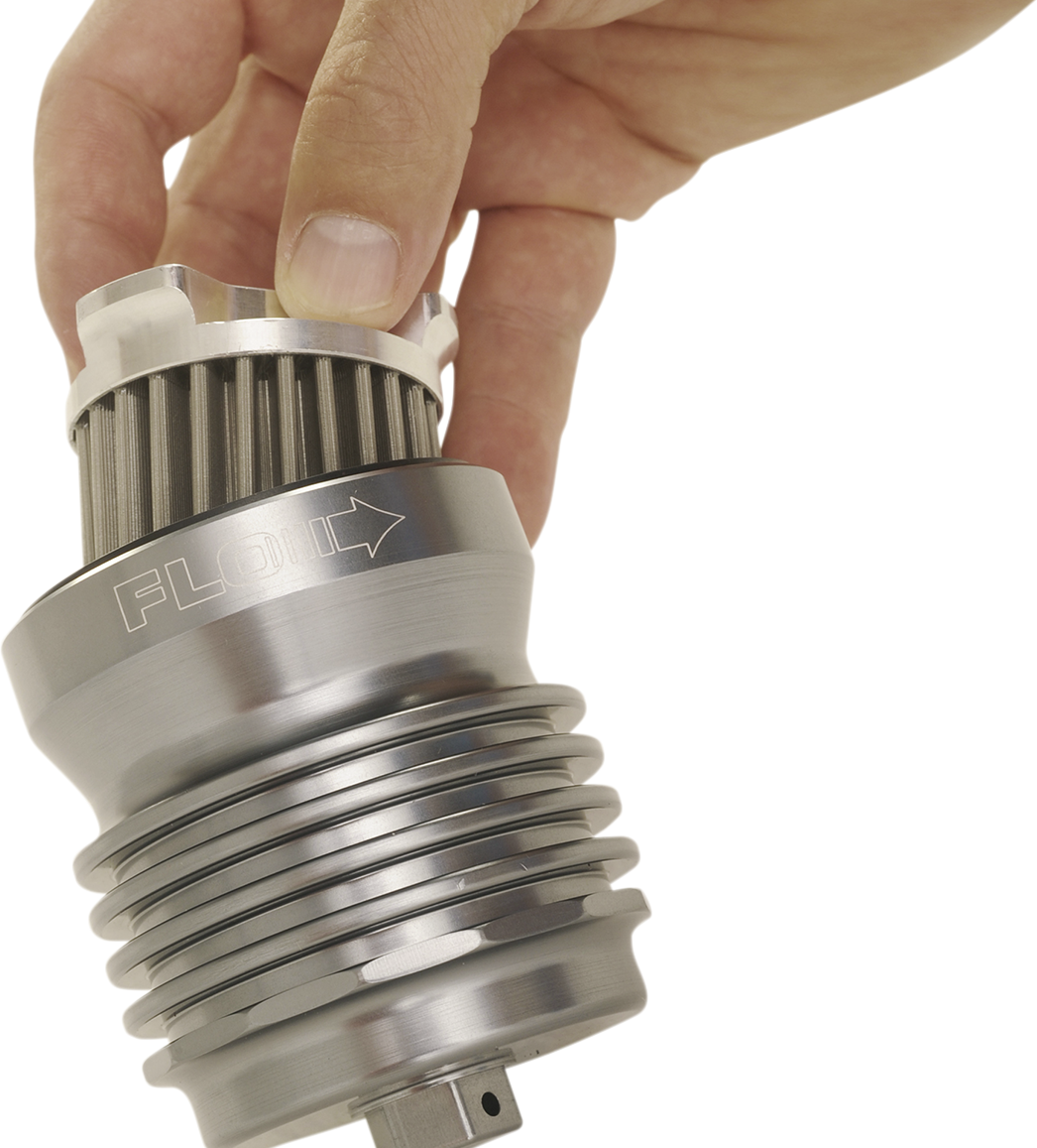 PC RACING Flo® "Spin-on" Oil Filter - Polished Aluminum - Aprilia/BMW/Buell/H-D/Moto Guzzi/Yamaha PCS4C