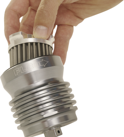 PC RACING Flo® "Spin-on" Oil Filter - Polished Aluminum - Aprilia/BMW/Buell/H-D/Moto Guzzi/Yamaha PCS4C