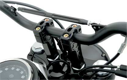 JOKER MACHINE Dual Handlebar Riser Clamp Assembly - 4" - Harley Davidson - Black 03-864B