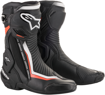 ALPINESTARS SMX Plus Boots - Black/White/Red Fluorescent - US 10.5 / EU 45 2221019-1231-45