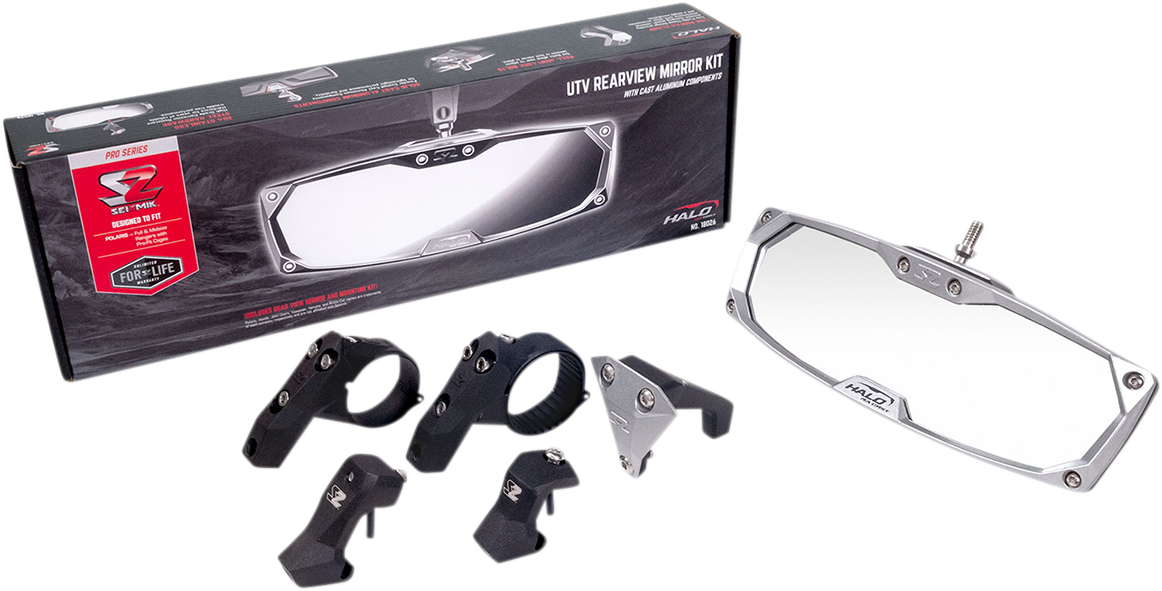 SEIZMIK Mirror - Halo R - Rear View - Rectangle - Silver - 1.875"/2" ROPS - Honda/Kawasaki 56-18025