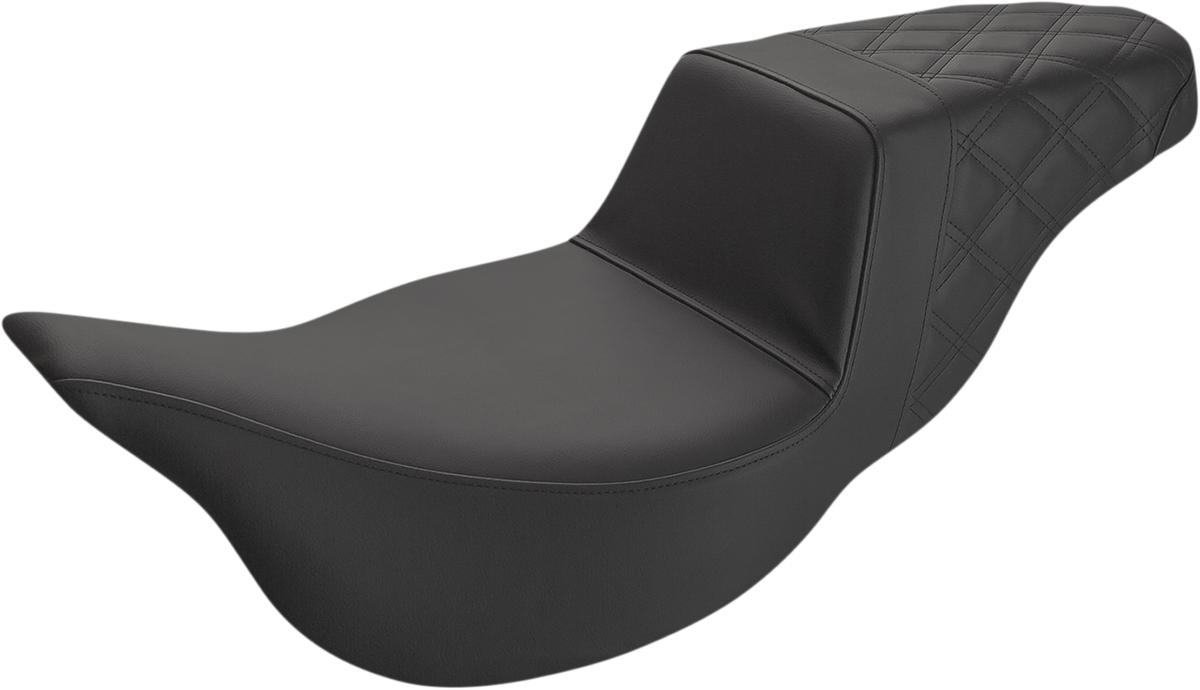 SADDLEMEN Step-Up Seat - Extended Reach - Rear Lattice Stitch - Black - FL '08-'24 808-07B-173E