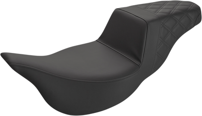 SADDLEMEN Step-Up Seat - Extended Reach - Rear Lattice Stitch - Black - FL '08-'24 808-07B-173E