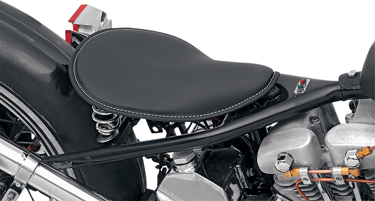 DRAG SPECIALTIES SEATS Seat - Spring Solo - Low-Profile - Small - Black Leather/White Stitching 0806-0028