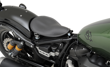 DRAG SPECIALTIES SEATS Seat - Spring Solo - Low-Profile - Small - Black Leather/White Stitching 0806-0028