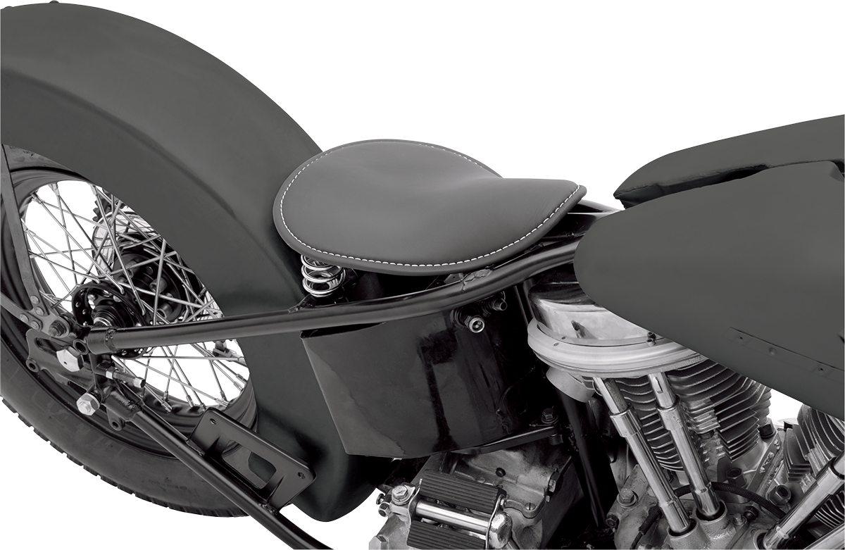 DRAG SPECIALTIES SEATS Seat - Spring Solo - Low-Profile - Small - Black Leather/White Stitching 0806-0028