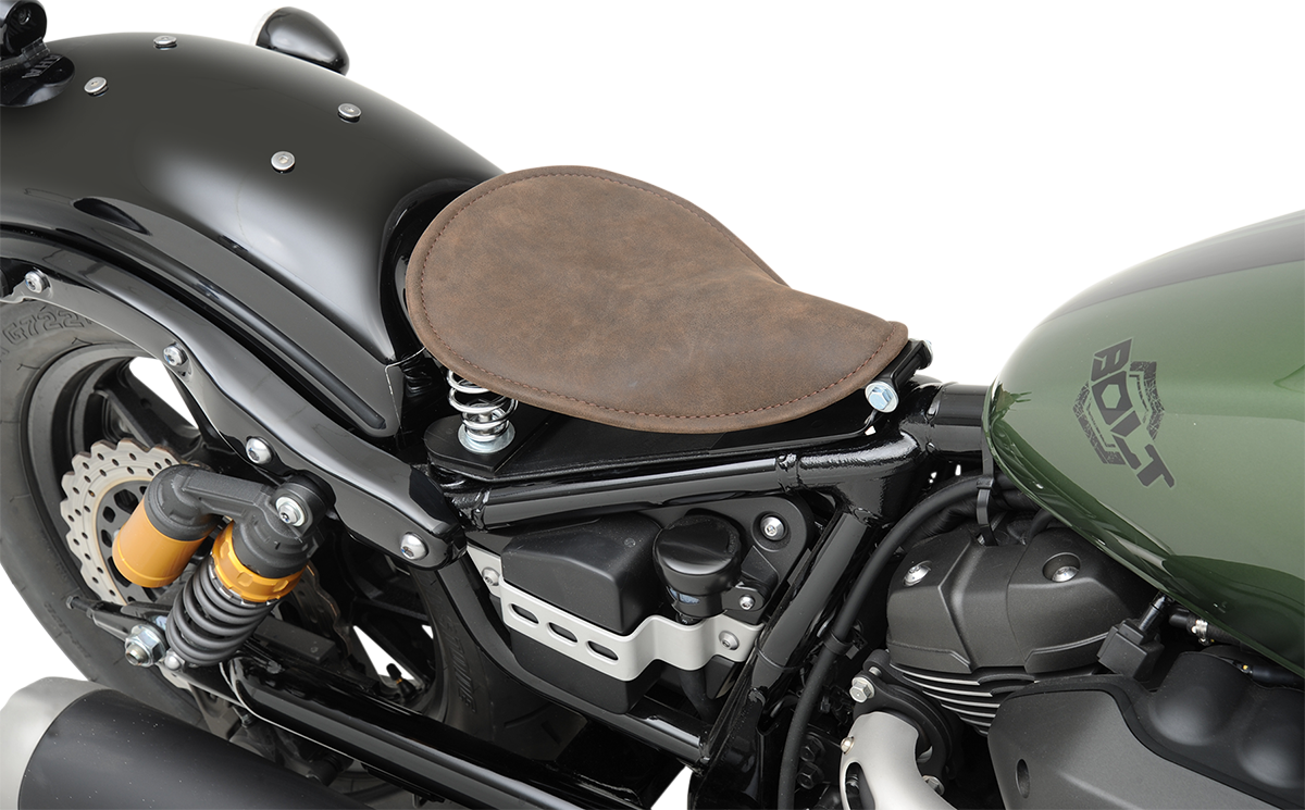 DRAG SPECIALTIES SEATS Seat - Spring Solo - Low-Profile - Small - Distressed Brown Leather 0806-0039