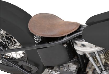 DRAG SPECIALTIES SEATS Seat - Spring Solo - Low-Profile - Small - Distressed Brown Leather 0806-0039