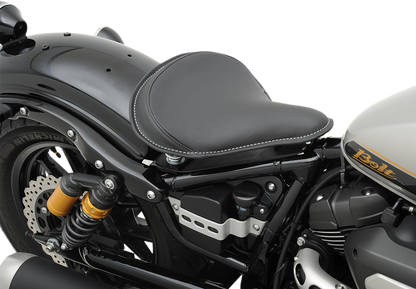 DRAG SPECIALTIES SEATS Seat - Spring Solo - Large - Black Solar-Reflective Leather/White Perimeter Stitch 0806-0048