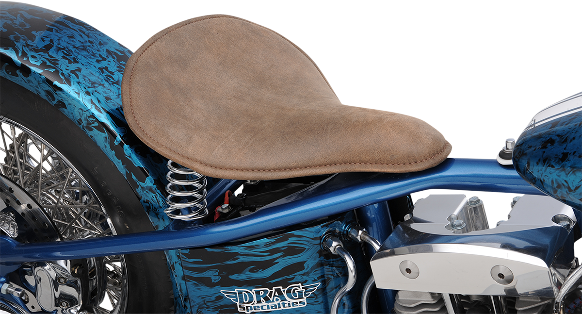 DRAG SPECIALTIES SEATS Spring Solo Seat - Large - Low-Profile - Brown w/ Perimeter Stitch 0806-0056
