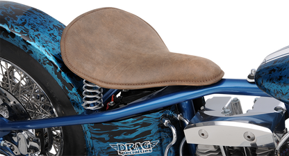 DRAG SPECIALTIES SEATS Spring Solo Seat - Large - Low-Profile - Brown w/ Perimeter Stitch 0806-0056