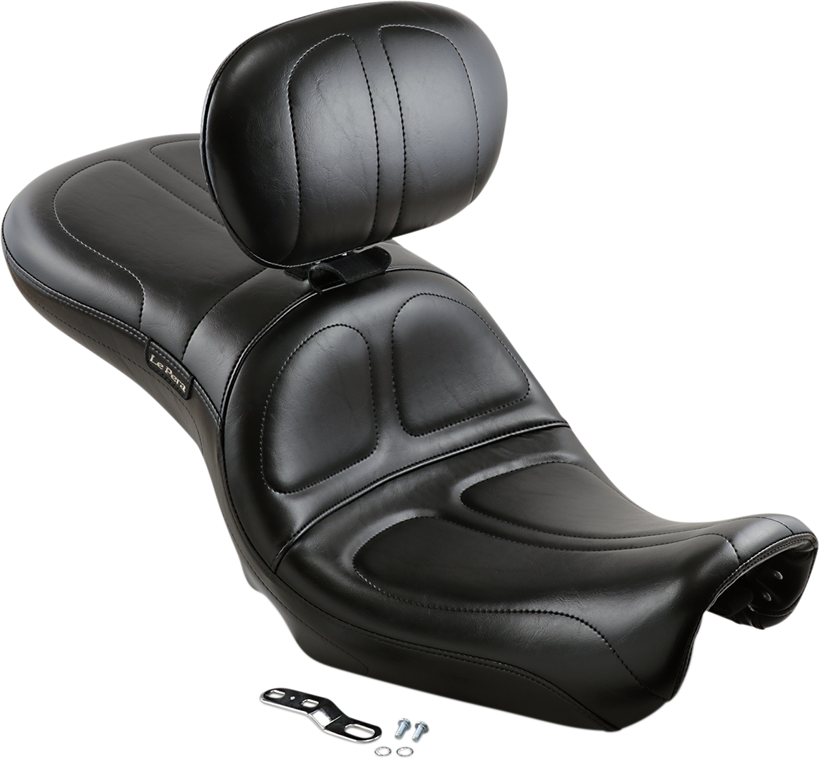 LE PERA Maverick Seat - with Backrest - Stitched - Black - FLD/FXD '06-'17 LK-970BR