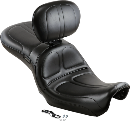 LE PERA Maverick Seat - with Backrest - Stitched - Black - FLD/FXD '06-'17 LK-970BR